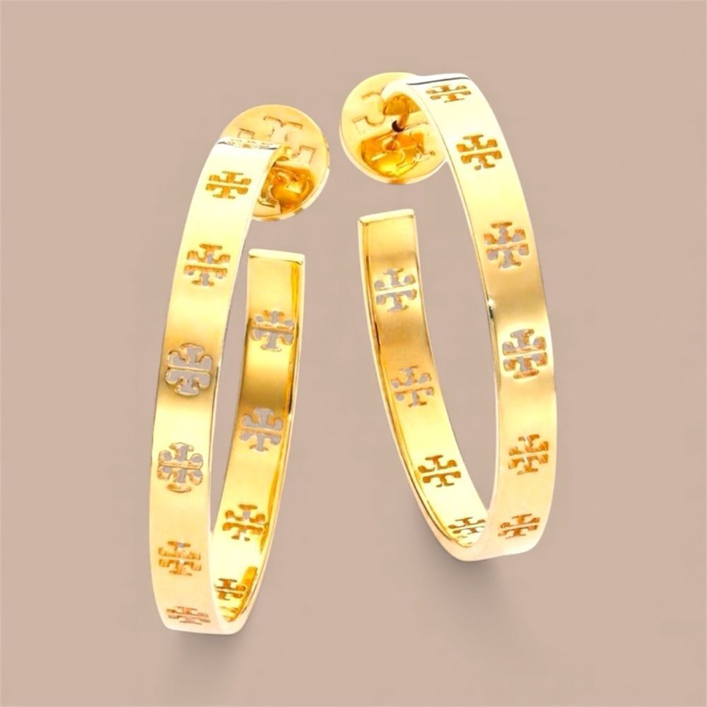 TORY BURCH MILLER GOLD HOOP EARRINGS